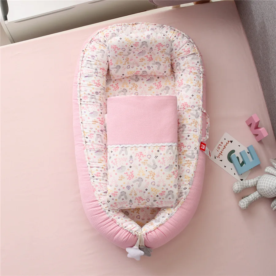 Pure Cotton Baby Crib, Newborn Biomimetic Bed, Portable, Detachable, Washable, Foldable, Safe and Comfortable