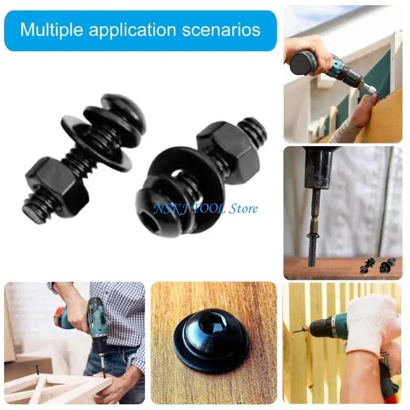 L8RC Round Head Screws with Hexagonal Nut & Washers Home Repair Screws Simple Installation for Versatile Use In Home & Industry