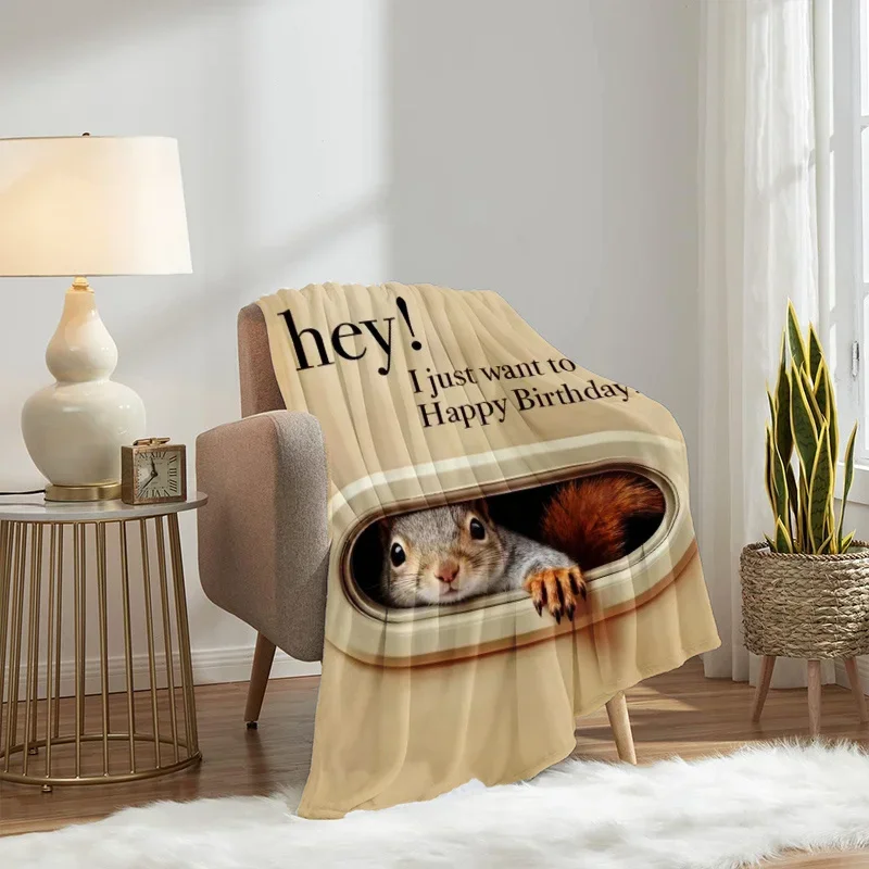 Cute Bunny Greeting Blanket Throw Cozy Birthday Gift for Pet Lovers Nursery Decor 150x230cm