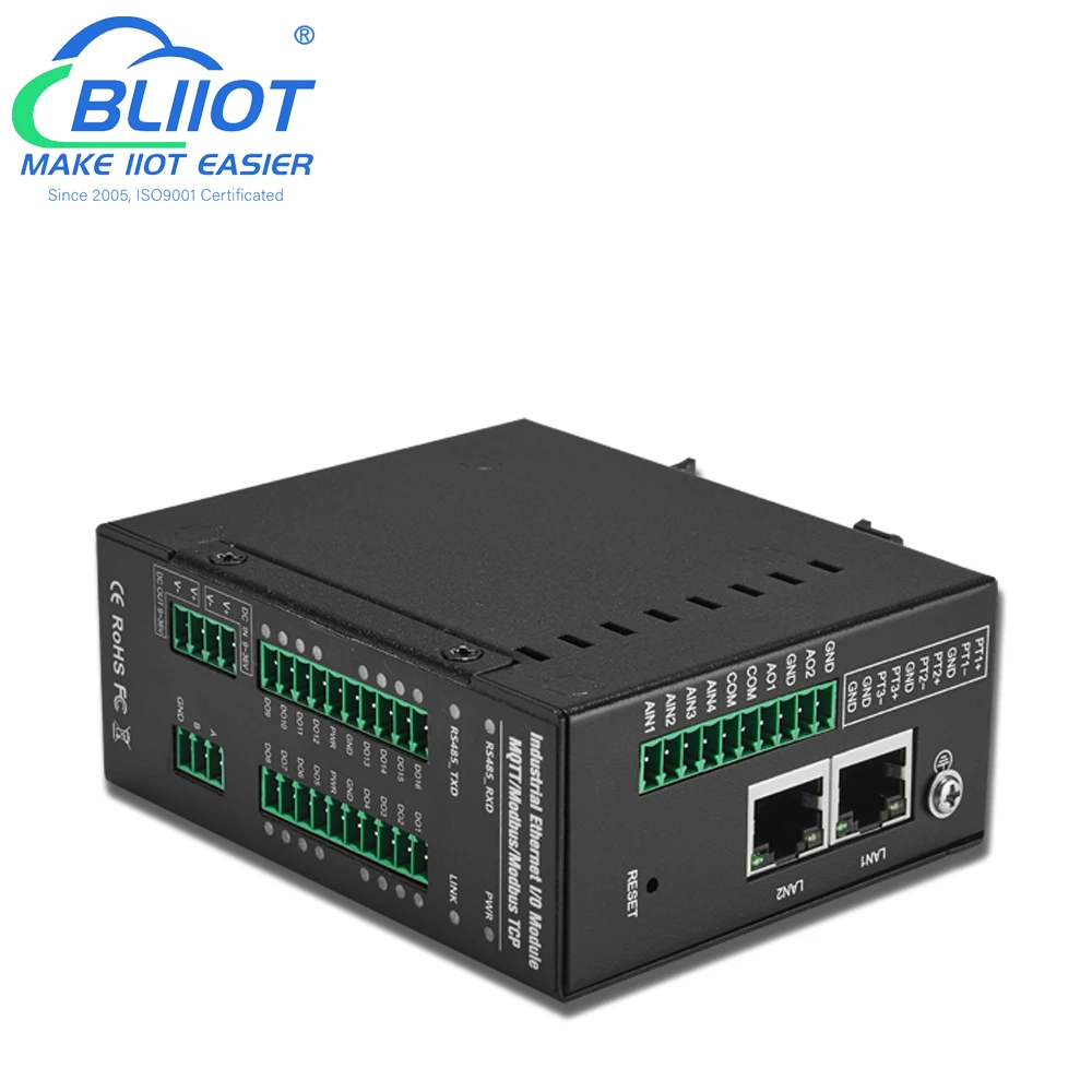 Módulo IO de expansión PLC Industrial 4DIN + 4DO + 4AIN + 2AO, Ethernet RS485 Modbus RTU a Modbus TCP, módulo IO remoto