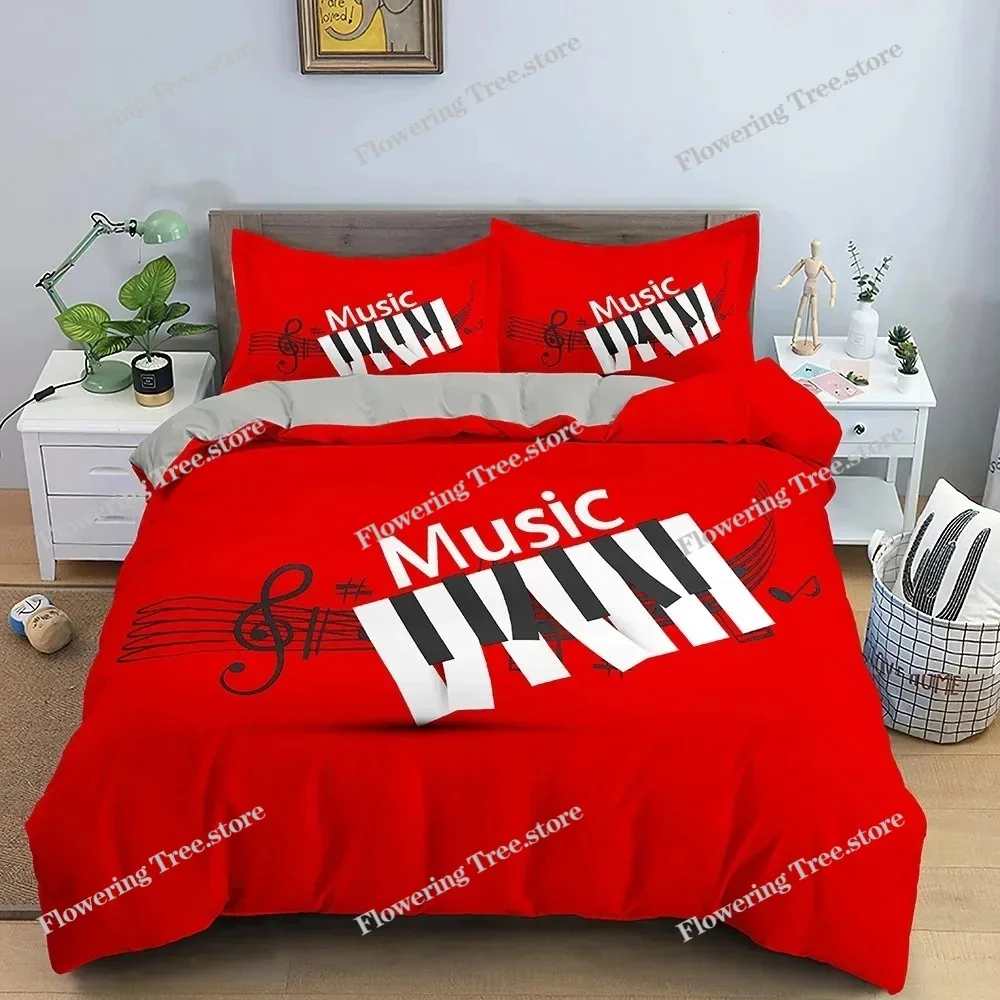 Music Duvet Cover Set 3D Print Music Note White Black Comforter Cover for Boys Girls Teens Polyester Bedding Set King Queen Size