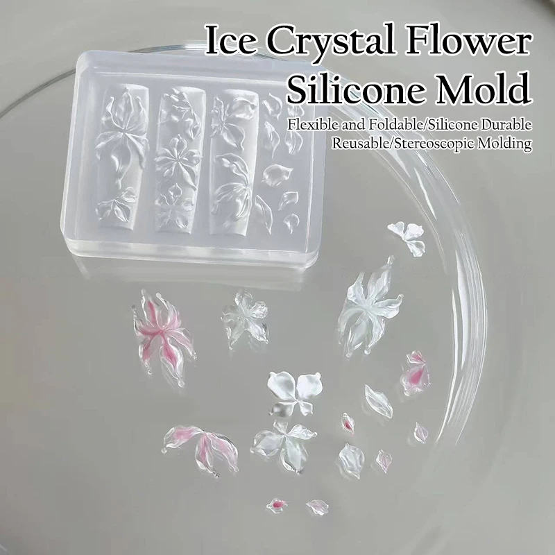 ~1Pc 3D Ice Crystal Flower Ice Creative Silicone Acrylic Nail Mold DIY Silicone Manicure Nail Art Decorations Mold.