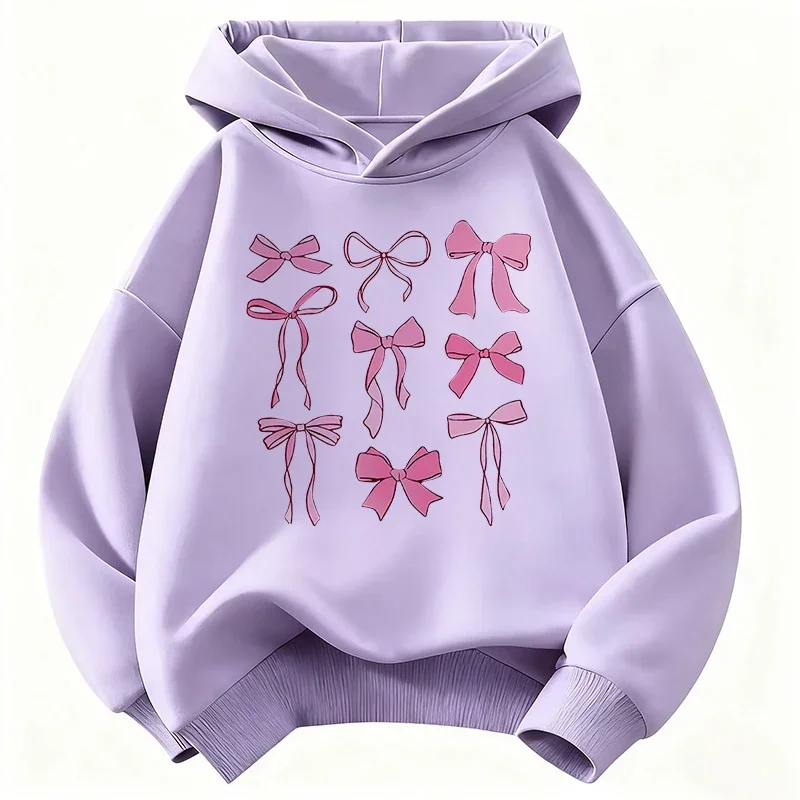 Fall/Winter Fashion Spirit Bowknot Children's Hooded Sweatshirt - Men's and Women's Loose and Warm Pullover Sweater Top