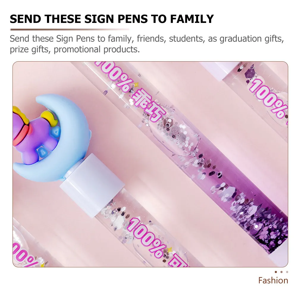 4Pcs Liquid Sand Gel Pen Themed Smooth Writing Pen Student Stationery Ergonomic Comfortable Sign Pens School Office