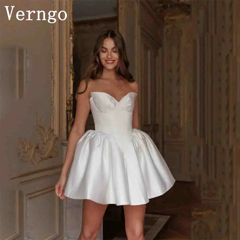 Verngo Simple Satin Wedding Prom Gown Ball Sweetheart Bride Dress 2024 Women Lace Up Slim Formal Bridal Dress