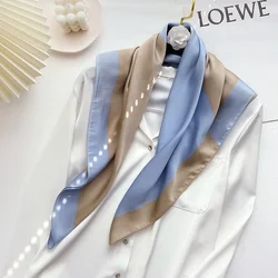 Sciarpa di seta di marca di lusso estiva 2023 scialli quadrati da donna avvolge Fashion Office Lady Small Hair Neck hijab Foulard Bandana 70*70cm