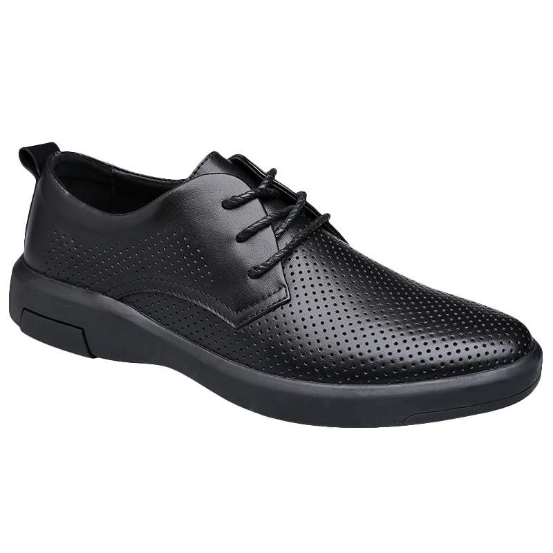 Chaussures d'affaires respirantes en cuir véritable pour hommes, évider, petit trou, luxe, formel, travail de bureau, robe, élégant, été, fête, mariage