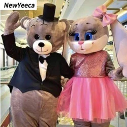 New Teddy Bear Hare Mascot Costume Wedding Rabbit Role Play Costume Halloween Party Event Adult Mascot Cosplay Fur Plush Fursuit