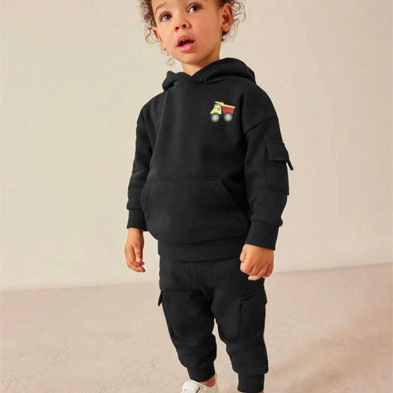 Boys Sweatshirts +Pants Kids Suits 2PCS/Set Cotton 2024 Black Spring Autumn Cotton Tracksuit Sport Christmas Gift Children Cloth