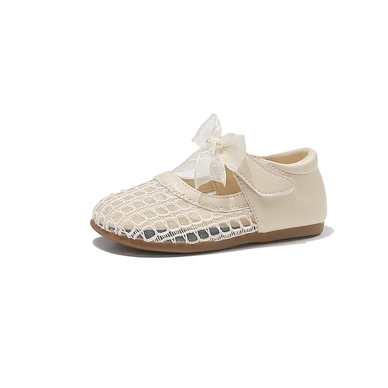 Girl Sandals2026Summer New Mesh Kid Sandals Medium Large Hollow Girl Shoe Butterfly Knot Pearl Women Sandalsсандалии Для Девочек