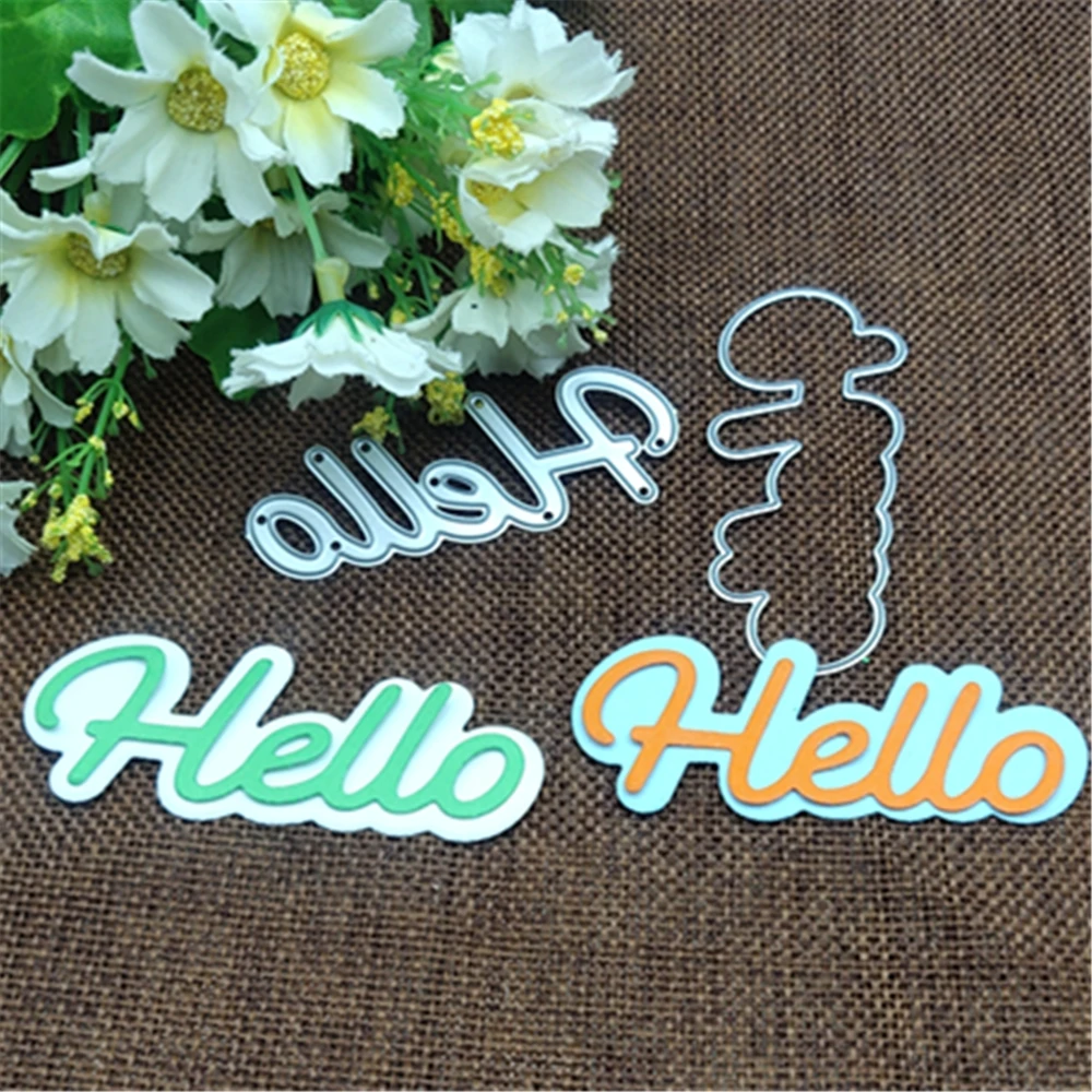 Металлические штампы с надписью Hello, форма, круглое отверстие, этикетка, этикетка, скрапбукинг, бумажный нож, форма, лезвие, перфоратор, трафареты, штампы