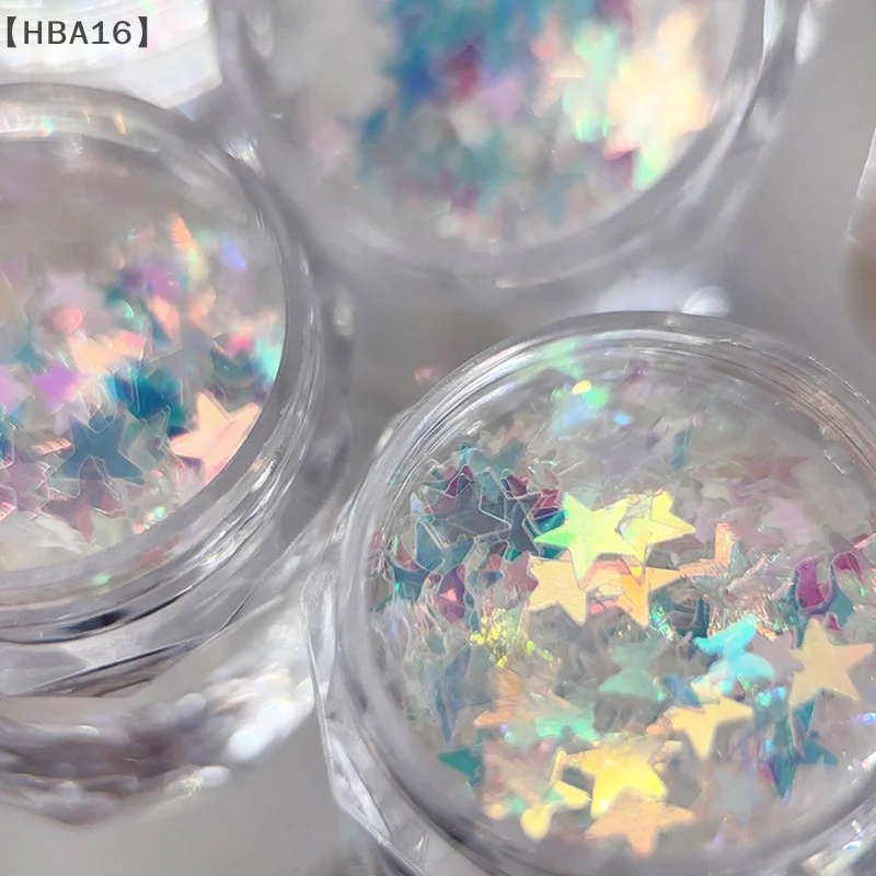 〔HBA16〕1Box Nail Art Super Glitter Sequins Holographic Northern Nail Art Sequins Lights Laser Flakes Sticker DIY Accessories
