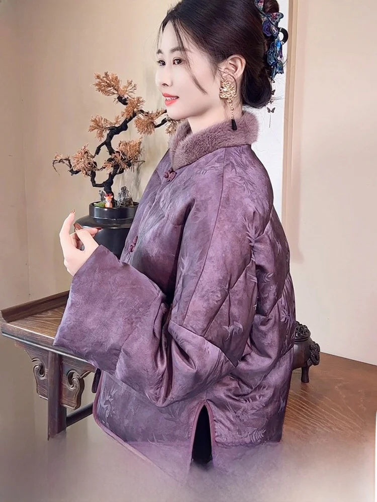 

Радость для тех, кто ищет тепло! Новая китайская короткая фиолетовая пуховая куртка для женщин: зимнее, морозостойкое, модное, ретро-пальто с утеплением