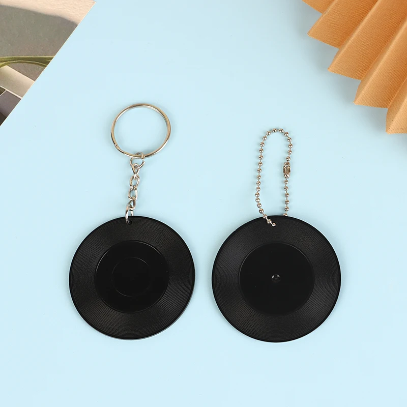 Vintage Mini Black Blank CD Keychain Retro Blank Kpop Album Keyring DIY Backpack Pendant Key Holder Accessories Girl Gifts