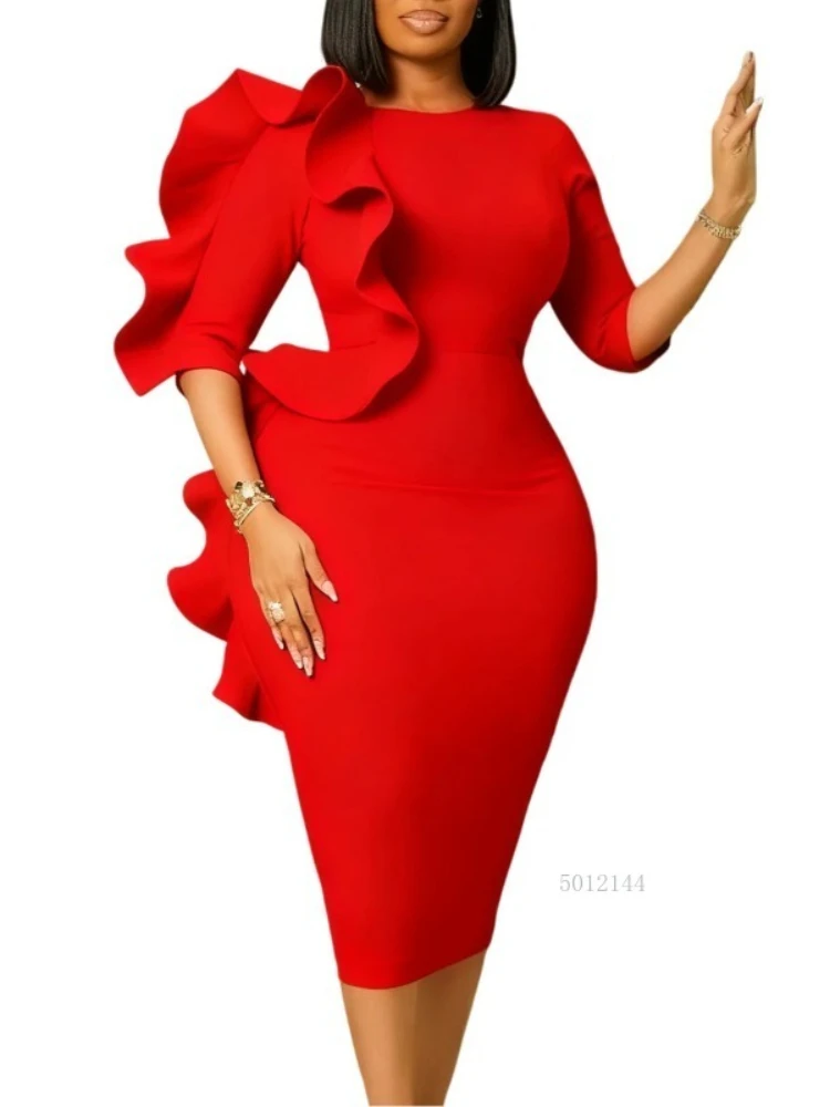 

Африканские платья для женщин, элегантное весенне-летнее платье миди Dashiki с рукавами 3/4, женская традиционная африканская одежда Fairy Dreaes