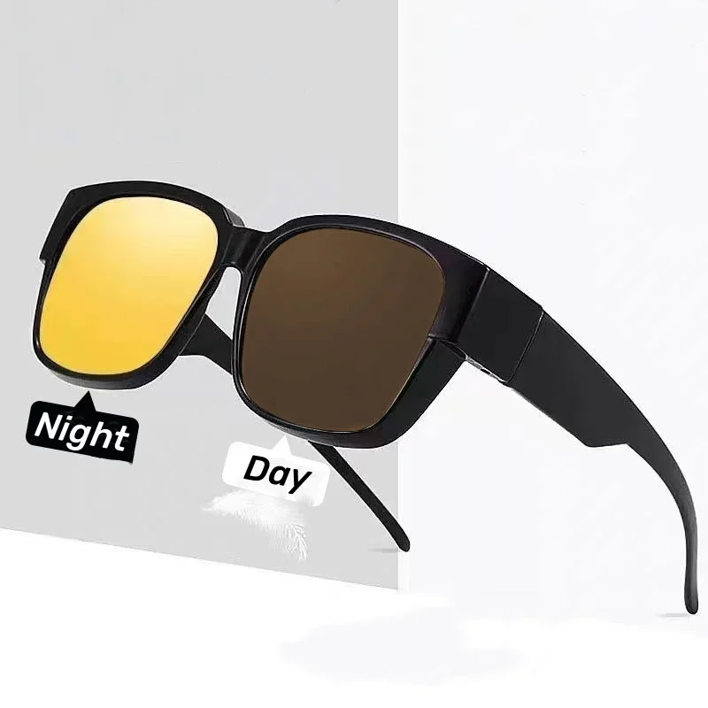 Photochromic Night Vision Glasses Goggles Shaeds for Men Women Night Driving Fit Over Glasses UV Protection Sunglasses