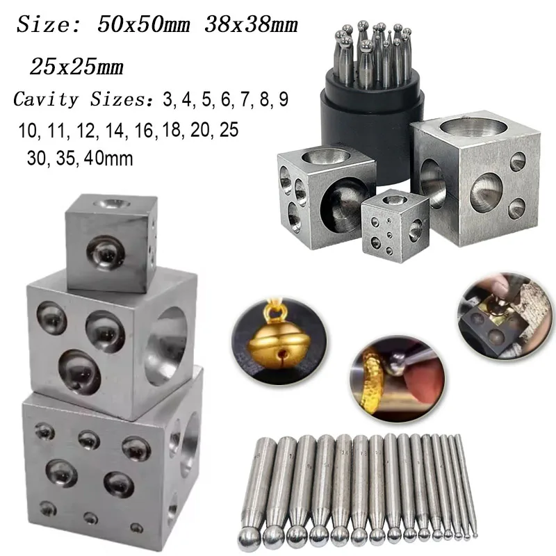 Dapping Block Square with Polished High Carbon Steel Cavities Bell Making Punching Tools Jewelry Making Tools