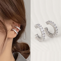 2Pcs Full Rhinestone Zircon Ear Cuff Ear Clip for Women No Pierced C Shape Earcuff Ear Wrap Earcuff Clips Jewelry Gifts