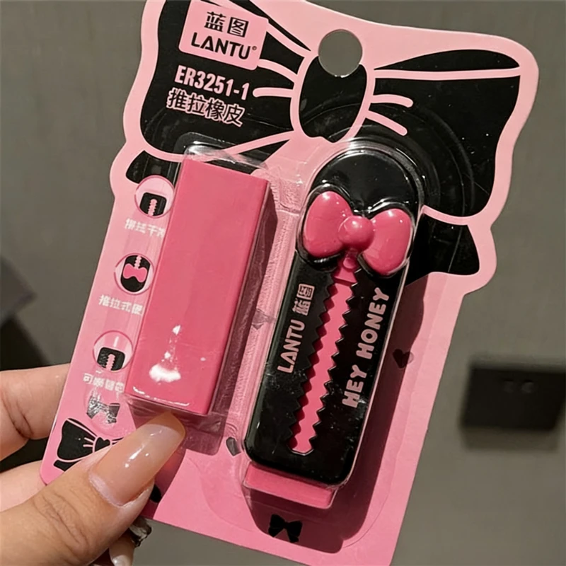 Kawaii Push-pull Design Bow Rubber Erasers Student Correction Tool Kawaii Stationery School Office Supplies Kids Gift