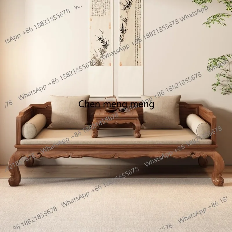 

Luohan bed three-piece set Chinese solid wood chaise longue sofa bed antique living room Luohan couch dual-purpose
