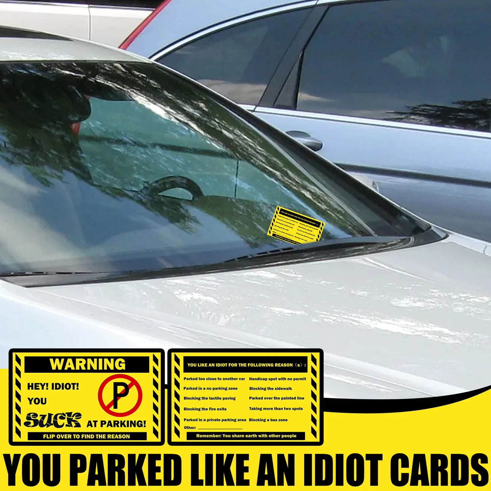 10/20/50Pcs Bad Parking Cards You Parked Like An Idiot Cards Bad Parking Cards Funny Parking Violation Cards