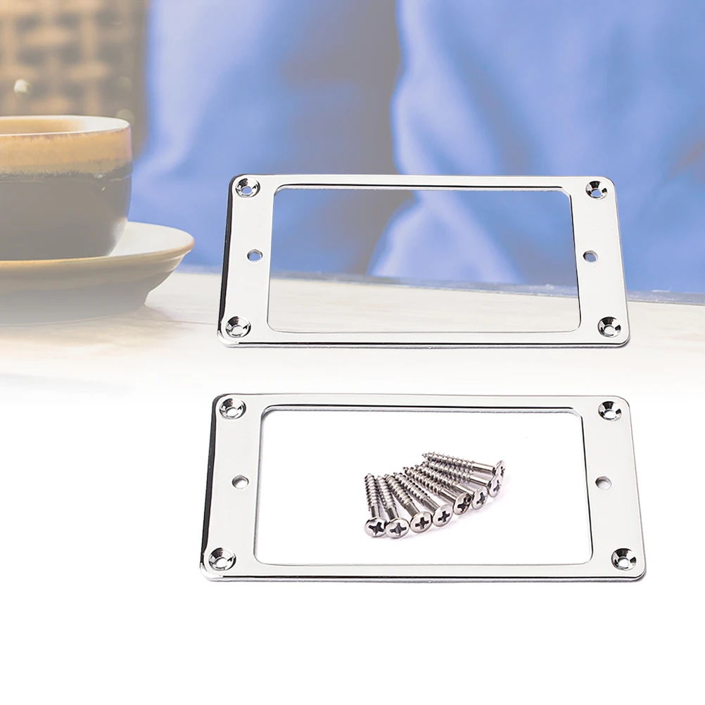 

2Pcs Humbucker Rings Flat Guitar Pickup Rings Base Guitar Covers Durable Metal Chrome Finish Short Frames Accessories