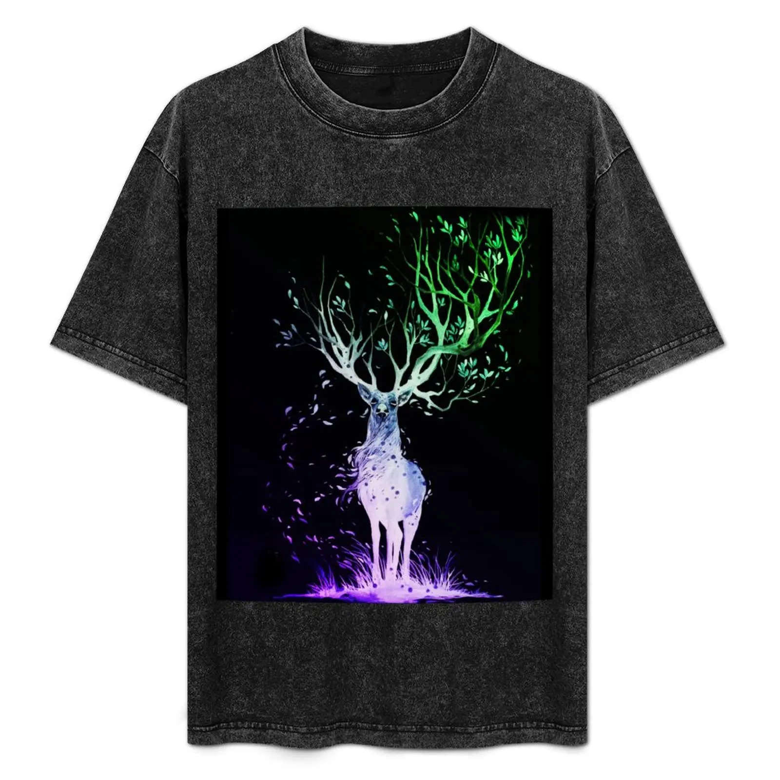 

Spiritual Deer - Tree Deer T-Shirt Simple Solid Color Crew Neck Tee