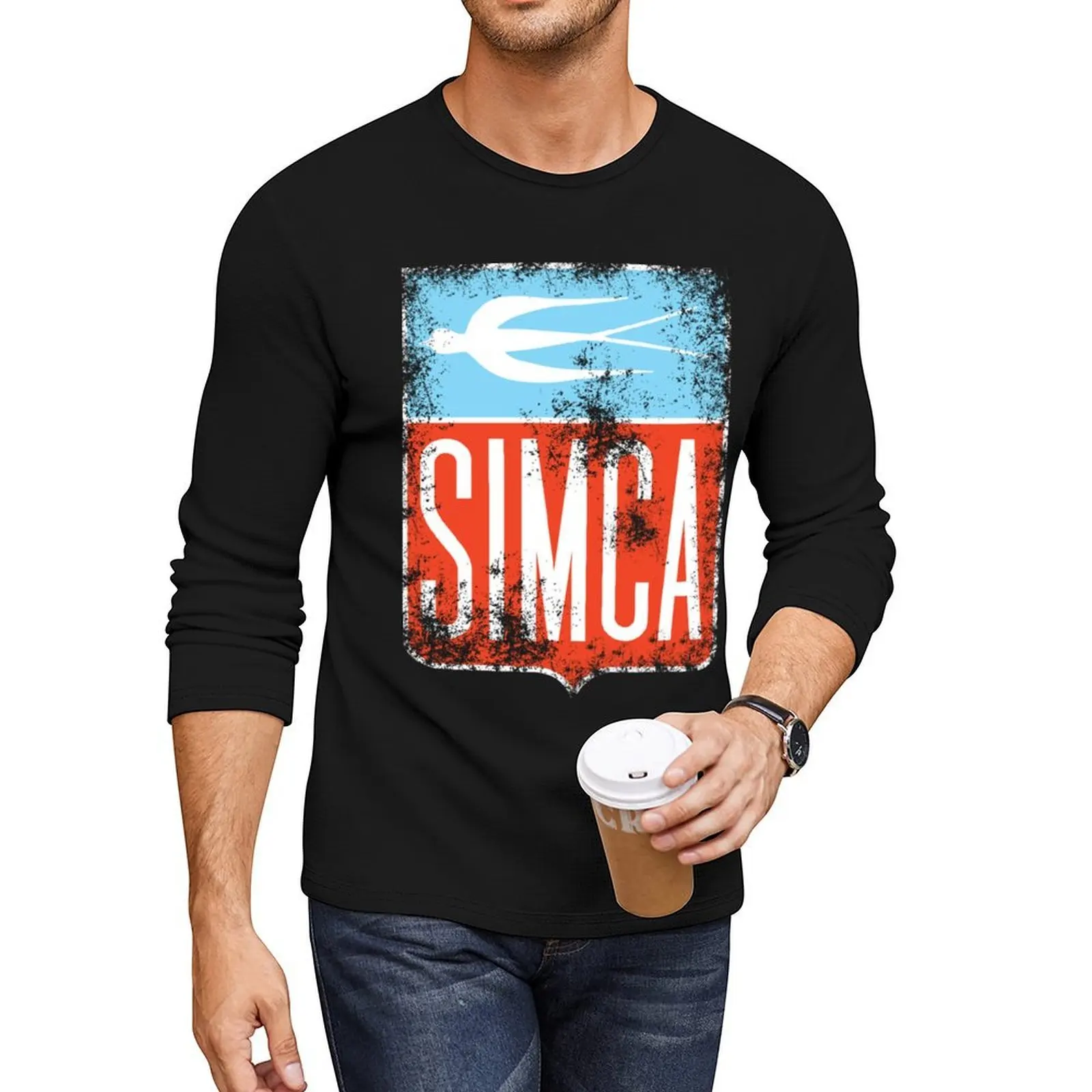 

Vintage Simca old bird emblem Essential Long T-Shirt black t shirts vintage clothes boys t shirts mens tall t shirts