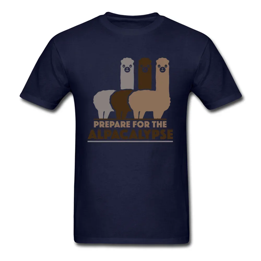 Alpacos Queue Funny T Shirts 100% Cotton Prepare For The Alpacalypse Men's Print Picture T Shirt 3D Oversized Tshirts Gift