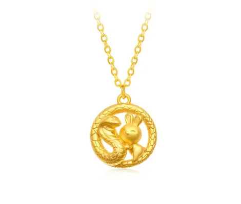 24k pure gold dragon pendants for women 3d hard gold rabbit pendant  yellow gold jewelry accessories