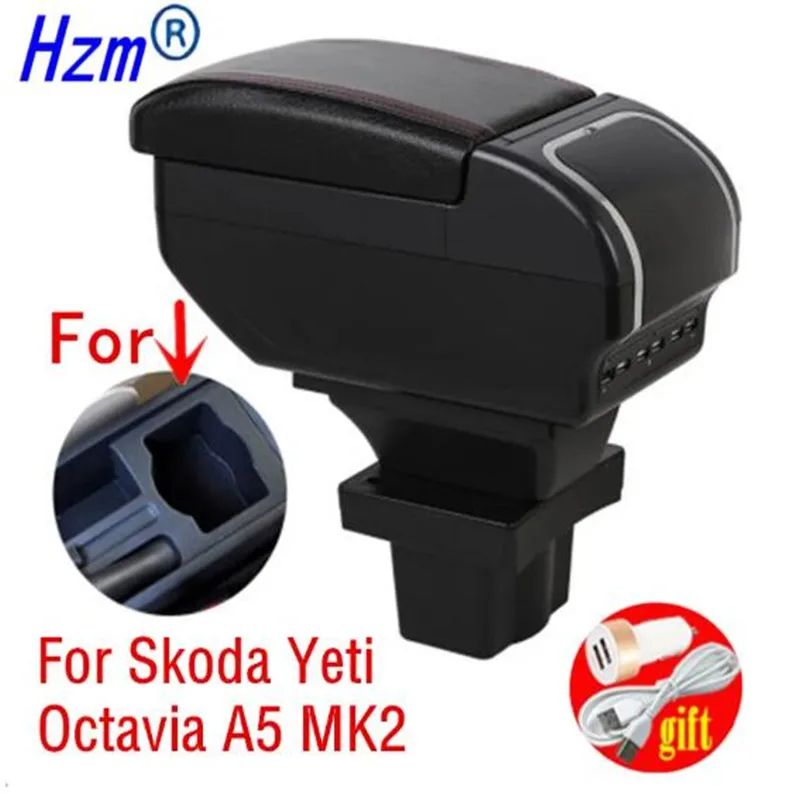 Für Skoda Octavia Armlehne box Für Skoda Yeti Mk2 A5 Auto Armlehne doppel-schicht lagerung box 2005-2012 Nachrüstung Auto Zubehör