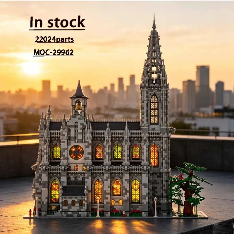 MOC-29962 New Classic City Architecture Cathedral Building Blocks Model 22024Parts MOC Creative Boys Children Christmas Toy Gift