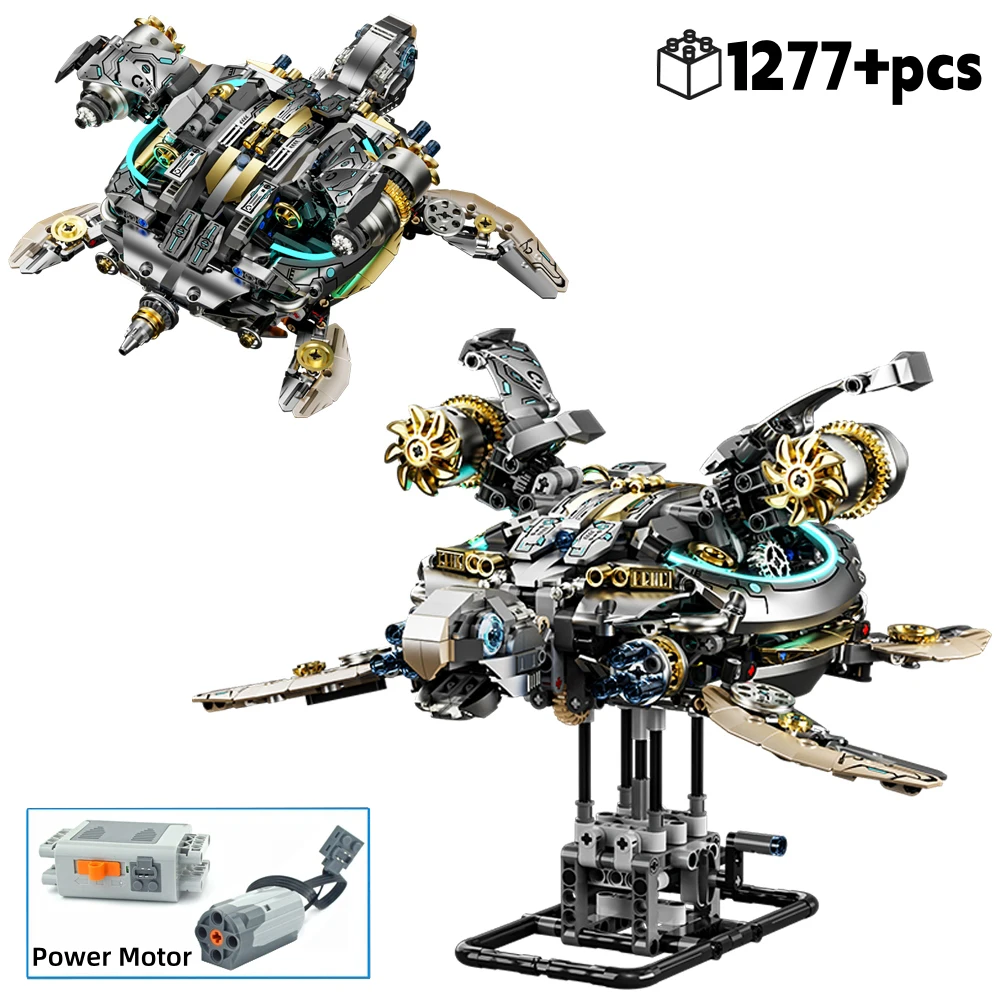 Bloques de construcción de tortuga marina mecánica, potencia del Motor, criaturas oceánicas, decoración de mesa DIY, regalos de cumpleaños, Navidad y Halloween