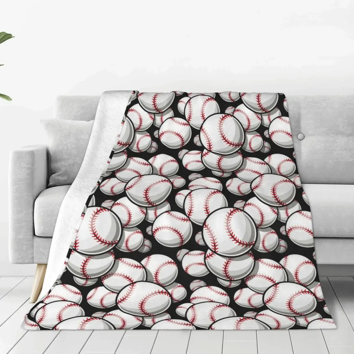 Sport Baseball Balls Blankets Fleece Spring Autumn Comfortable Lightweight Throw Blanket for Home Office Rug Piece