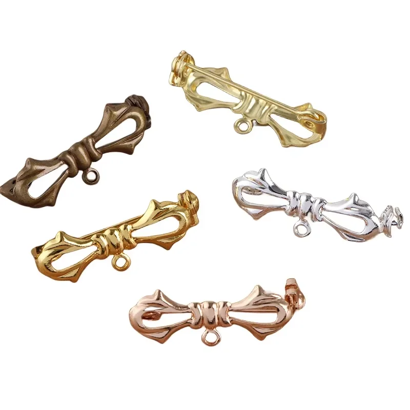 

BoYuTe (50 Pieces/Lot) 17*28MM Metal Brass Bowknot Safety Brooch Pins with One Loop Diy Handmade Jewelry Accessories