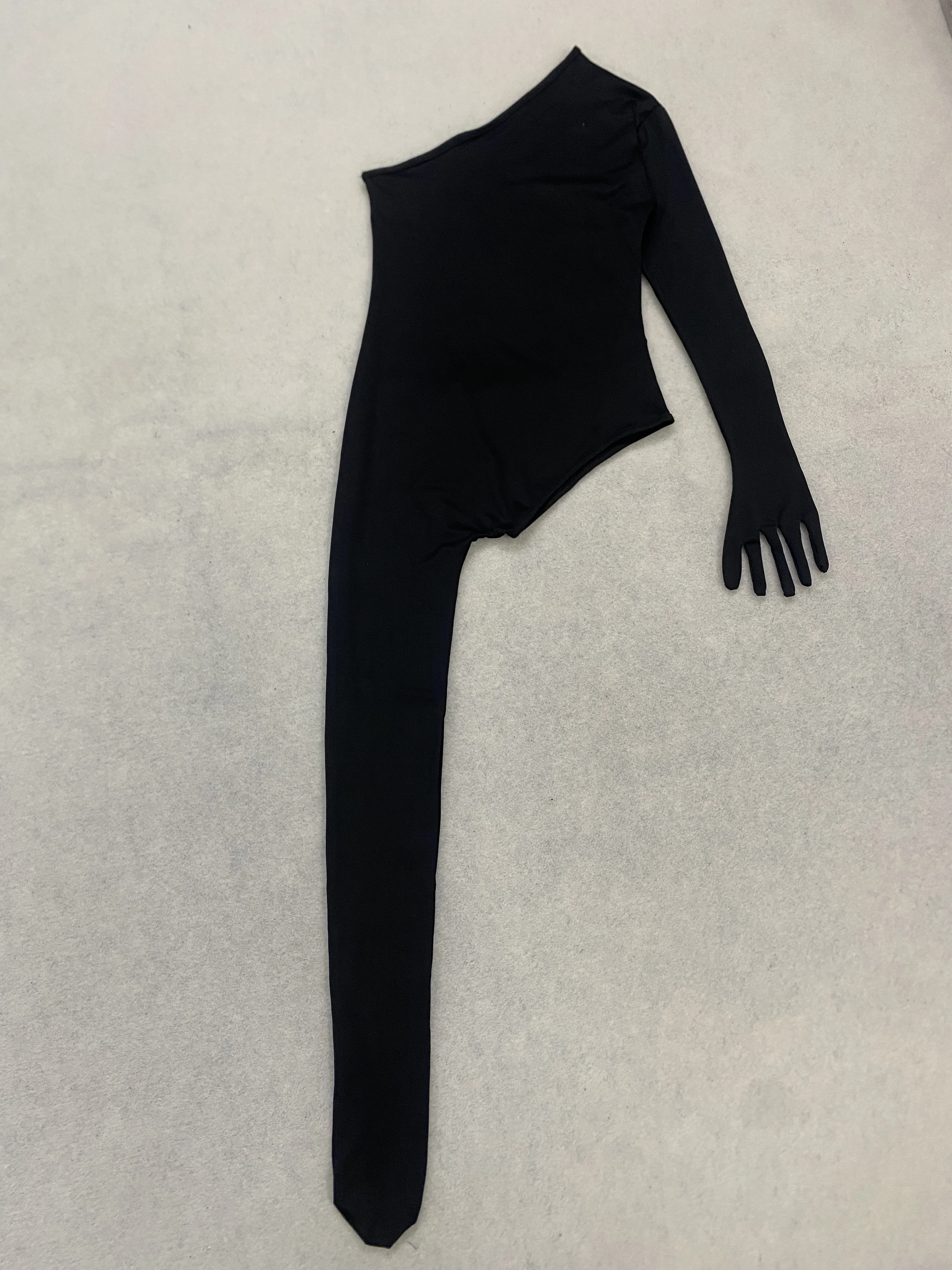 Women Long Sleeve Gloves Legging Bodycon Y2K Sexy Clubwear BodysuitOne Shoulder Asymmetrical Unitard Jumpsuit view 5