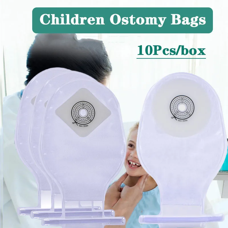 Tas ostomi anak sekali pakai, kantong kolostomi satu potong untuk anak baru lahir, tas Ileostomy, tas Max Cut 15-35mm