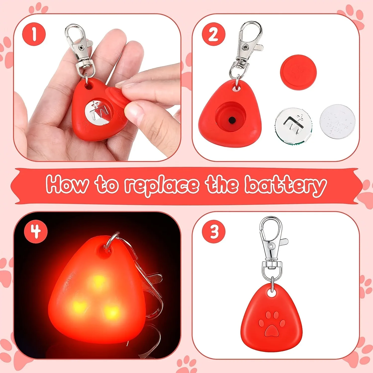 Silicone LED dog collar Pet collar waterproof dog collar light outdoor walking safety luminous dog tag battery