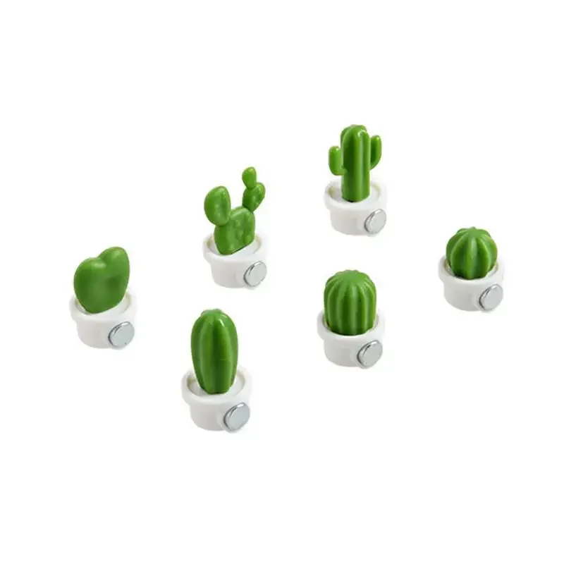 6Pcs/Set 3D Cute Succulent Plant Message Board and Reminder for Kitchen Refrigerator Magnet Button Cactus Decoration Gadget Tool