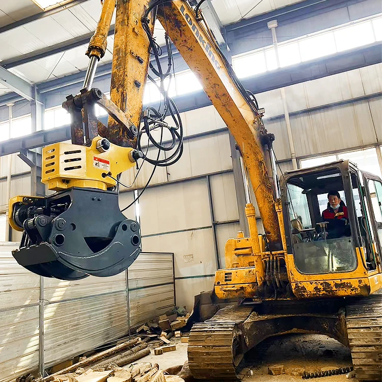 Heavy Duty Robust Rotating Log Clamp Cutter for 5 10 Ton Excavator Grapple Saw with Adjustable Flow Control System