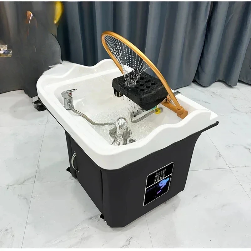 Beauty Salon Massage Couch Movable Head Therapy Machine Water Circulation Fumigation Head Recuperation Hair Shampoo Basin