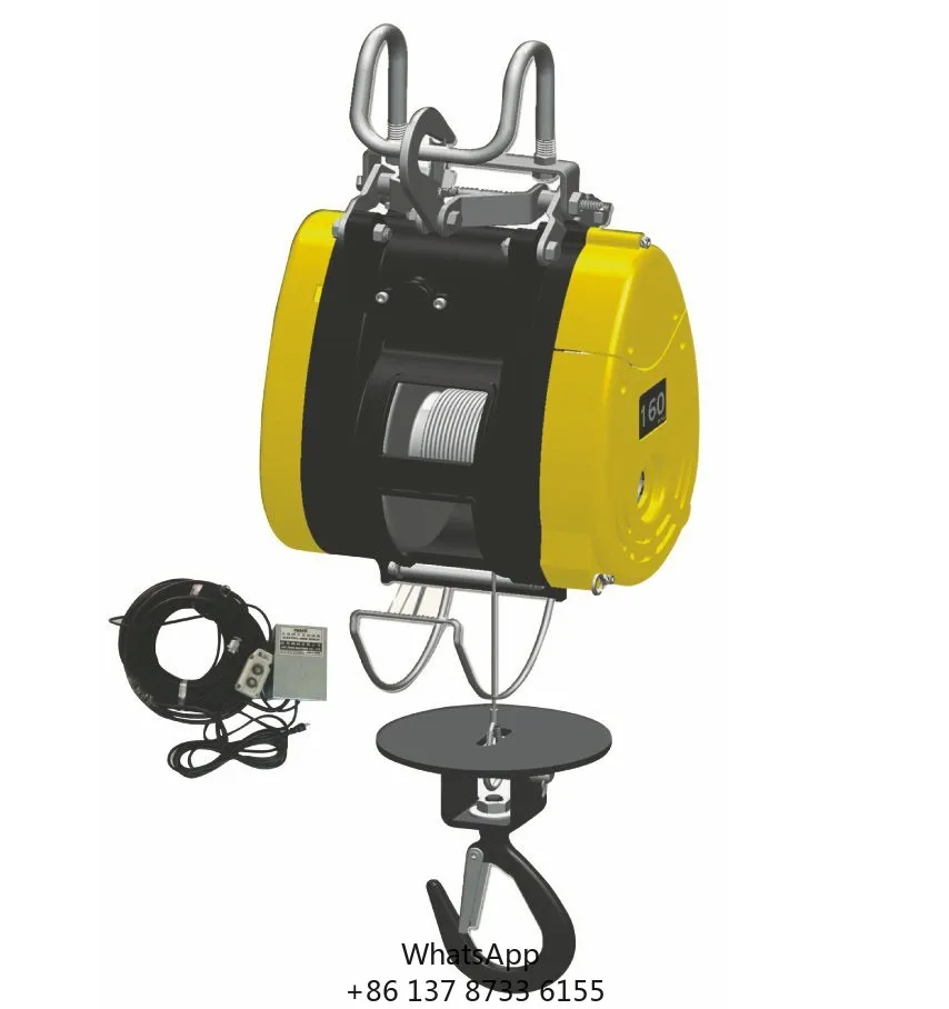 Portable DU Type Mini Electric Wire Rope Winch Hoist Capacity 75-500 KG Wide Application NW 8-28 KG