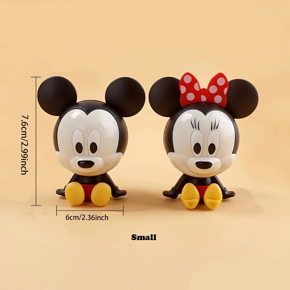 2pcs Disney Mickey and Minnie plastic figurines, desktop ornaments, birthday party dessert cake decoration accessories view 4