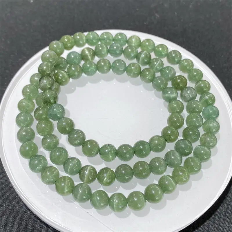 

Natural Green Apatite Triple Circle Bracelet Handmade Stretch Rope Luxury Jewelry Energy Healing Gift 1pcs 5/6MM