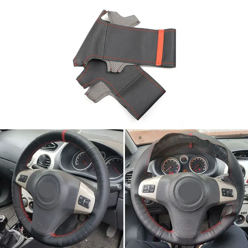 

Для Chevrolet Niva 2009-2017 Opel Vauxhall Corsa (D) (3 спицы) перфорированные кожаные автомобильные аксессуары накладка на руль
