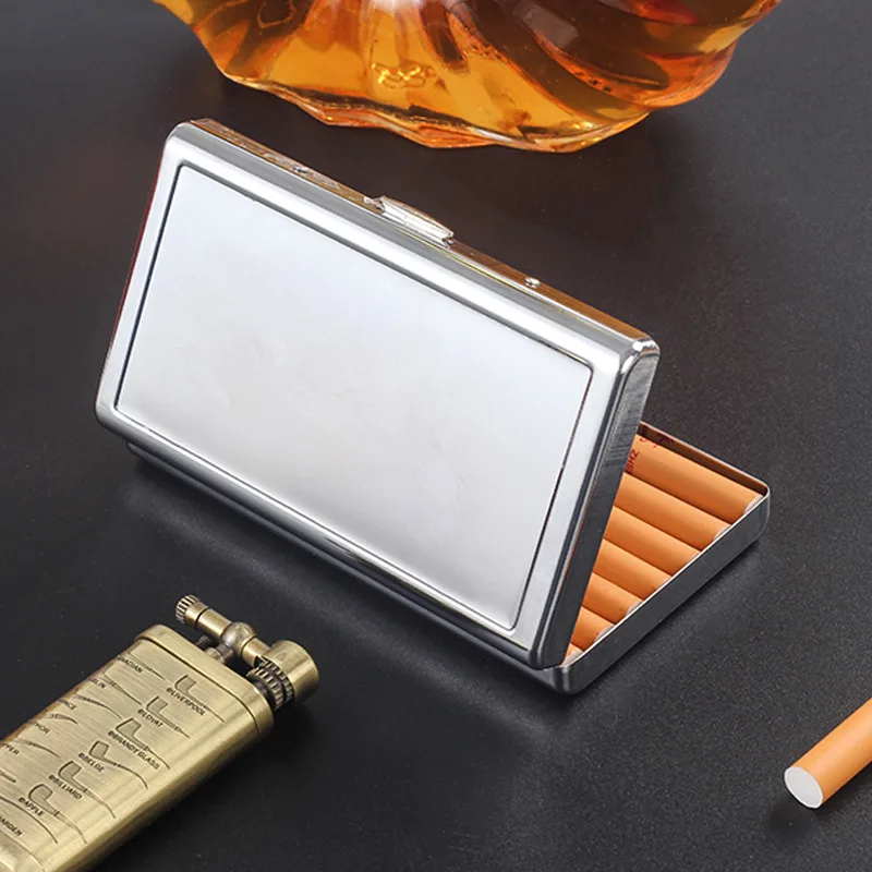 Metal Cigarette Case for Regular King Holds 14 Portable Double Sided metal  Clip(100mm, Silver Mirror) Cigarette Box