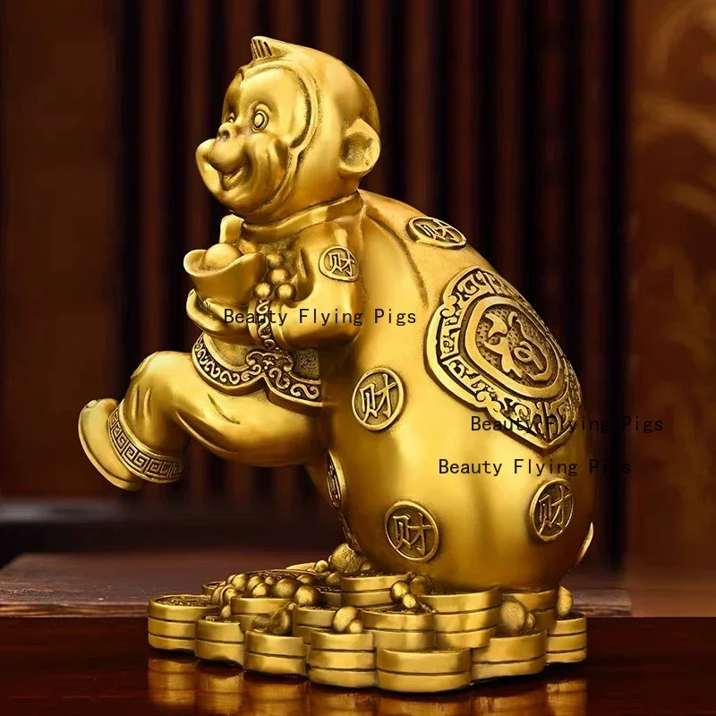 1pc Metal Monkey Ornament Office Wealth Recruitment Ornaments Home Decoration Chinese Zodiac Ornaments Feng Shui Accessories