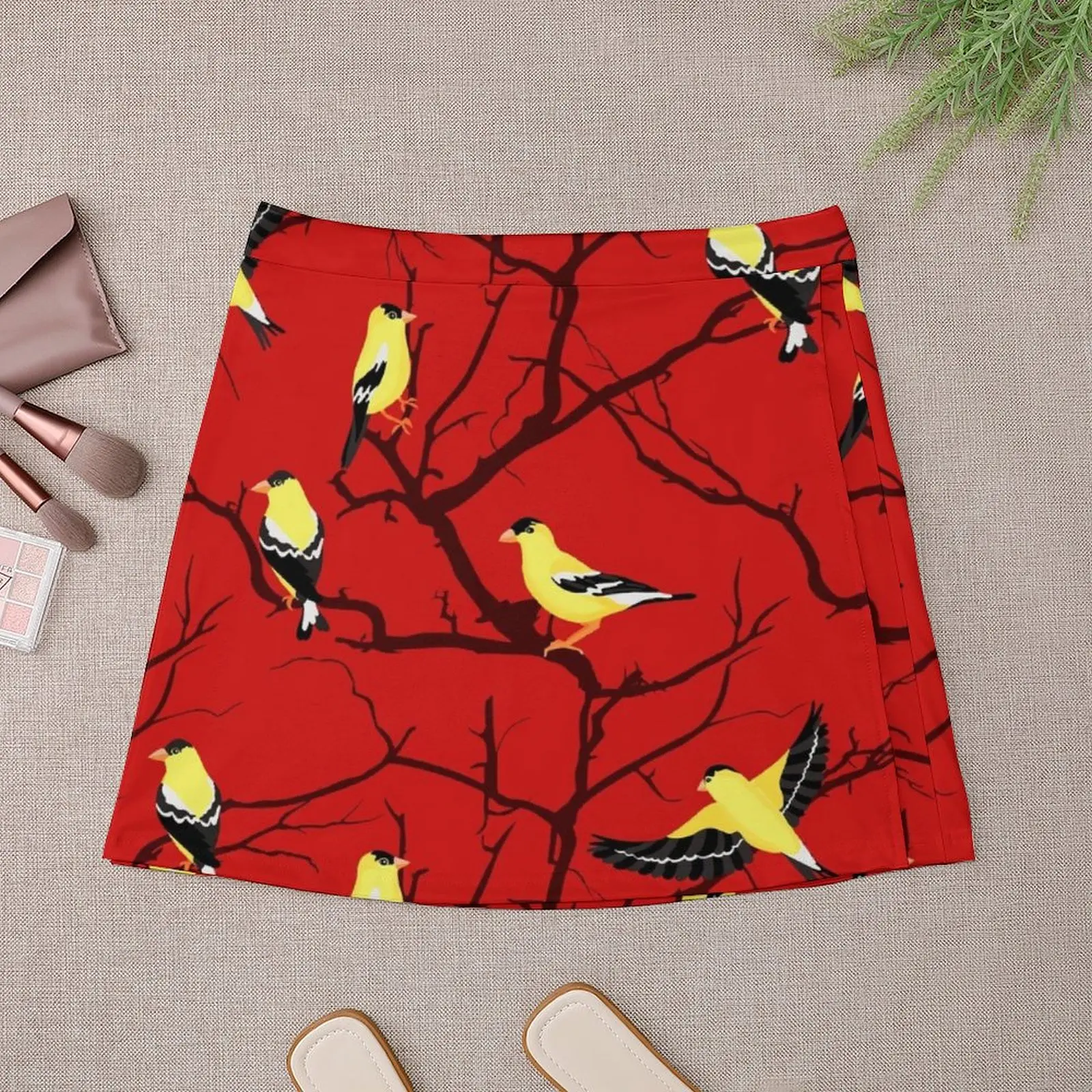 Goldfinches Among the Branches Mini Skirt skirts summer 2025 woman Kawaii fashion korean clothing Mini Skirt