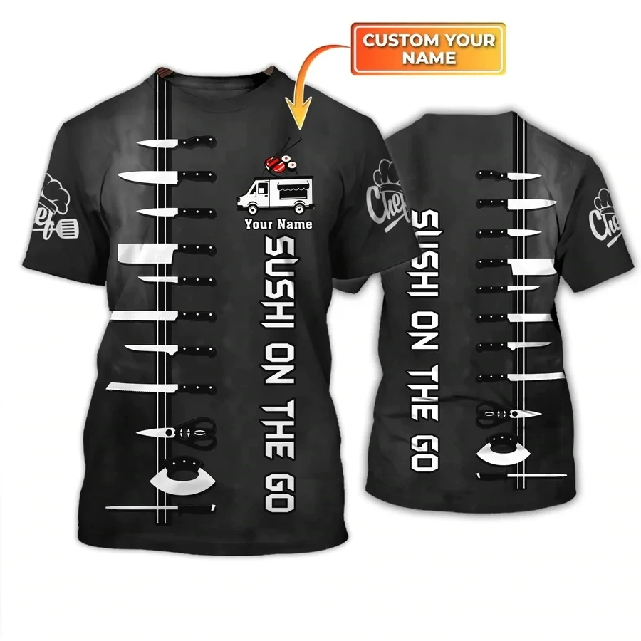 Chef Job Customization Summer Men's T-shirt Personalized Name 3D Printing Neutral Top Casual Customization Large Short Sleeved - Image 3