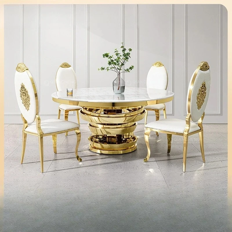 

Легкий роскошный мраморный круглый обеденный набор для отелей, свадеб и ресторанов